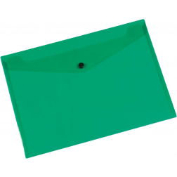 Q-CONNECT pochette documents, A4, PP transparent, fermeture à bouton-pression, vert