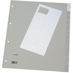 Q-CONNECT intercalaires, A4, PP, 4 trous, 12 onglets, gris