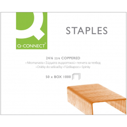 Q-CONNECT agrafes 24/6, cuivrées, boîte de 1.000 agrafes