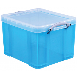 Really Useful Box boîte de rangemen 35 litres, bleu vif transparent