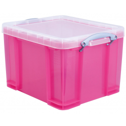 Really Useful Box boîte de rangemen 35 litres, transparent, rose vif