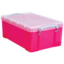 Really Useful Box boîte de rangement 9 litres, rose vif transparent