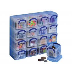 Really Useful Box cube mural, avec 16 boîtes de 0,14 l, transparent