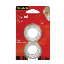 Scotch ruban adhésif Crystal, ft 19 mm x 7,5 m, blister de 2 rouleaux
