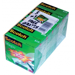 Scotch ruban adhésif Magic Tape, ft 19 mm x 33 m, paquet de 6 rouleaux