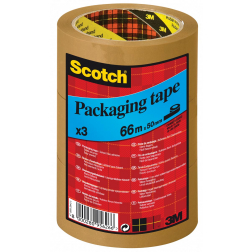 Scotch ruban d'emballage, ft 50 mm x 66 m, PP, brun, paquet de 3 pièces