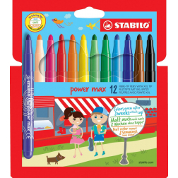 STABILO power max feutre, étui de 12 pièces en couleurs assorties