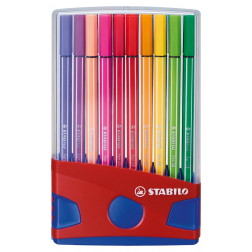 STABILO Pen 68 brush, ColorParade, boîte rouge-bleu, 20 pièces en couleurs assorties
