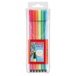 STABILO Pen 68 Neon, étui de 6 feutres en couleurs assorties