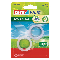 Tesafilm eco & clear ecoLogo, ft 19 mm x 10 m, blister de 2 rouleaux