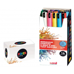 Uni-ball marqueur peinture à l'eau Posca PC-1MR, boîte de 16 pièces en couleurs assorties
