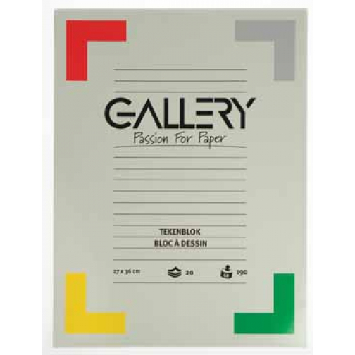 Gallery bloc de dessin 190 g/m², papier extra sans bois, 20 feuilles, ft 27 x 36 cm