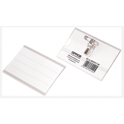 OFFICE products badge avec clip combiné, 90 x 57 mm