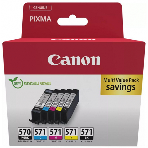 Canon cartouche d'encre 1 x PGI-570 + 1 x CLI-571, 182 - 398 photos, OEM 0372C006, 5 couleurs