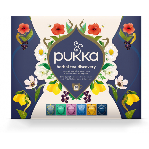 Pukka thé bio, Discovery Box, saveurs assorties, boîte de 30 pièces
