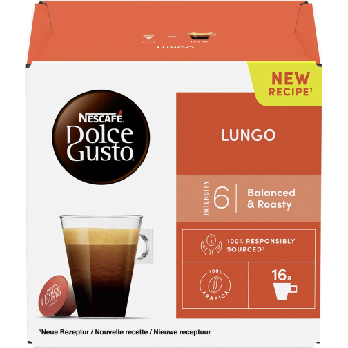 Nescafé Dolce Gusto dosettes de café, Lungo, paquet de 16 dosettes