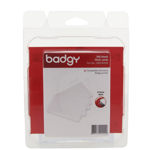 Badgy 100 cartes blanches vierges, 0,76 mm, pour Badgy100 ou Badgy200