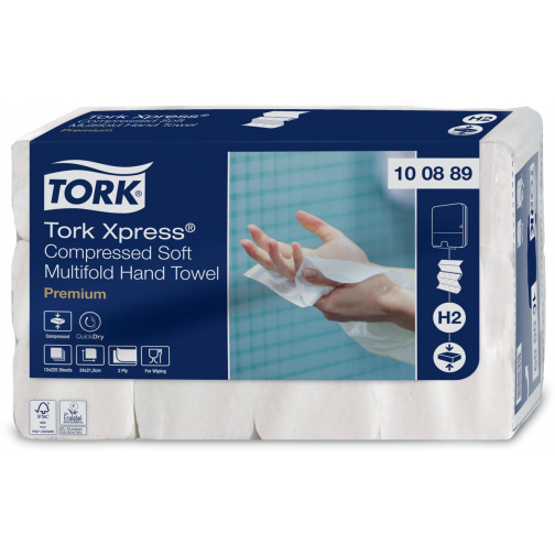 Tork Xpress® essuie-mains comprimés doux, multifold Z, Premium, 2 plis, système H2, 12 x 225 feuilles