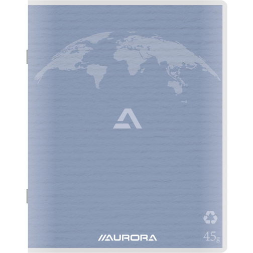 Aurora Writing 60 cahier de brouillon en papier recyclé, 200 pages, quadrillé 5 mm, bleu clair