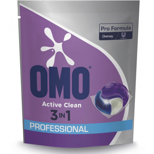 Omo Professional Pro Formula Active Clean 3 en 1 lessive, sac de 80 capsules