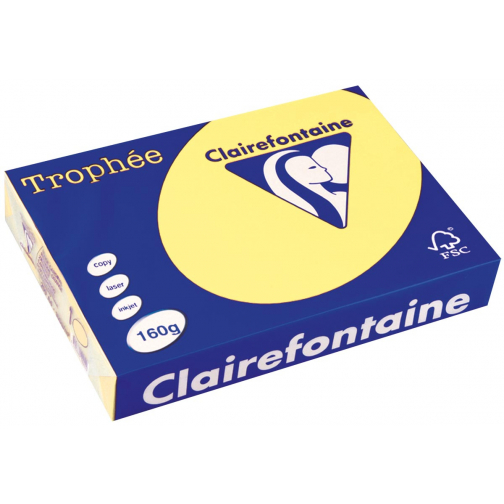 Clairefontaine Trophée Pastel, papier couleur, A4, 160 g, 250 feuilles, jonquille