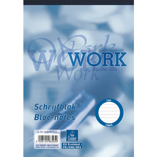 Work bloc-notes, ft A6, 70 g/m², 100 feuilles, ligné