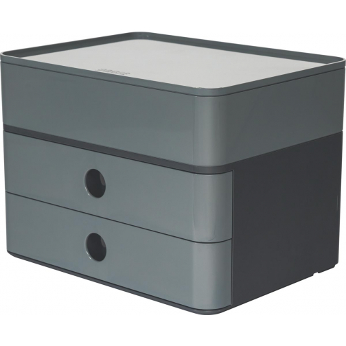 Han bloc à tiroirs Allison, smart-box plus avec 2 tiroirs et boîte de rangement, gris