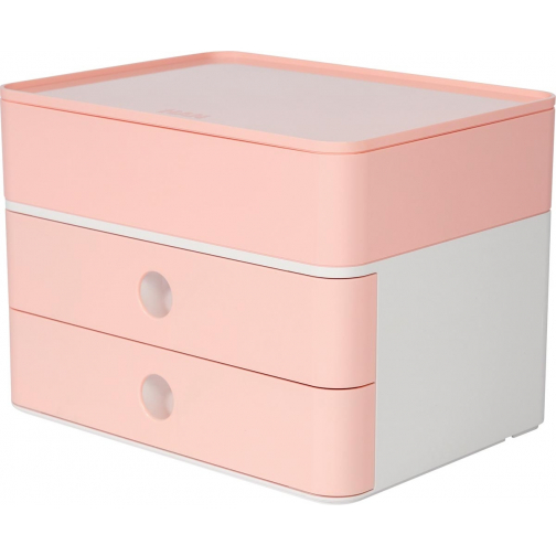 Han bloc à tiroirs Allison, smart-box plus avec 2 tiroirs et boîte de rangement, blanc/rose