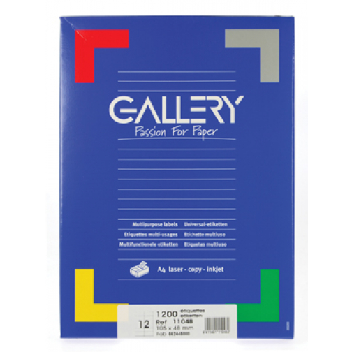 Gallery étiquettes blanches ft 105 x 48 mm (l x h), coins carrés, boîte de 1.200 étiquettes