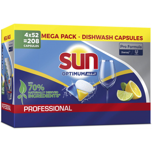 Sun Pro Formula Optimum all tablettes pour lave-vaiselle, boîte de4 x 52 pièces