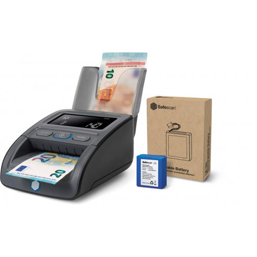 Safescan détecteur de faux billets 155S, batterie et empileur de billets inclus