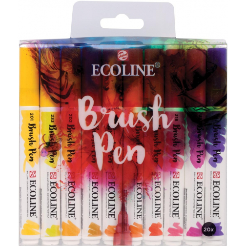 Talens Ecoline Brush pen, étui de 20 pièces en couleurs assorties