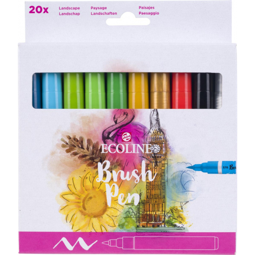 Talens Ecoline Brush pen, étui de 20 pièces, assorti
