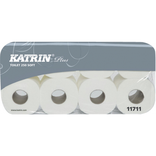 Katrin Plus papier toilette Soft, 3 plis, 250 feuilles par rouleau, paquet de 8 rouleaux