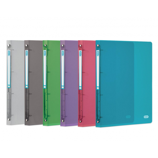 Elba Hawaï classeur, pour ft A4, dos de 2 cm, 4 anneaux O de 15 mm, en PP, couleurs assorties
