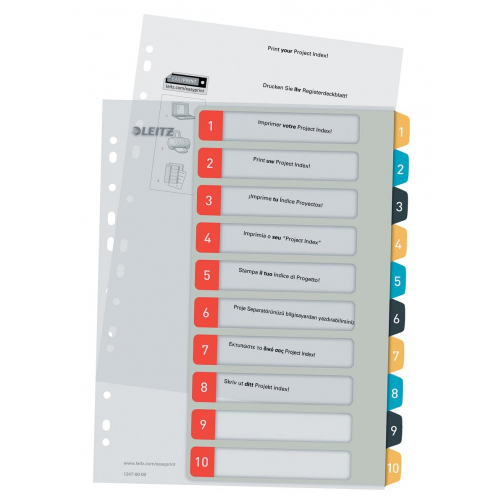 Leitz Cosy intercalaires, ft A4, perforation 11 trous, PP, couleurs assorties, set 1-10