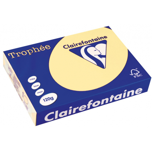 Clairefontaine Trophée Pastel, papier couleur, A4, 120 g, 250 feuilles, jaune canari