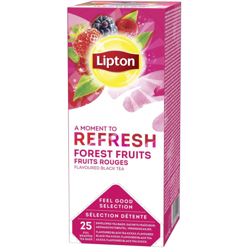 Lipton thé Feel Good Selection, thé noir fruits des bois, boîte de 25 sachets