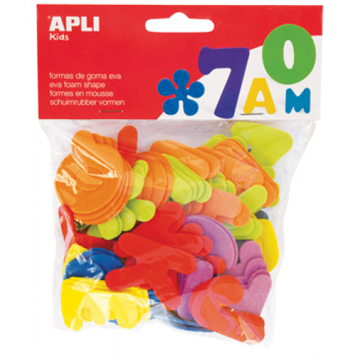 Apli Kids lettres en mousse caoutchouc, blister de 104 pièces en couleurs assorties