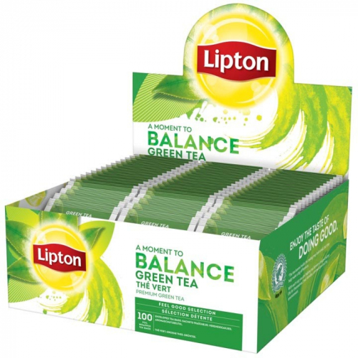 Lipton thé Feel Good Selection, thé vert, boîte de 100 sachets