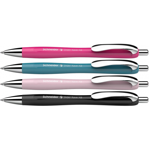 Schneider stylo bille Slider Rave, pointe extra large, encre bleu, assorties, boîte avec 3+1 gratuit