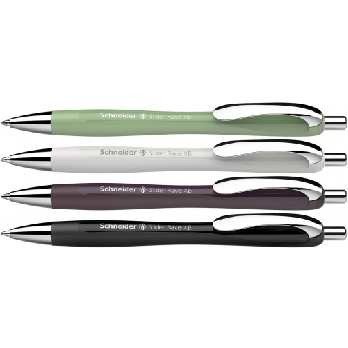 Schneider stylo bille Slider Rave Trend, pointe extra large, encre bleu, assorties, boîte avec 3+1 gratui