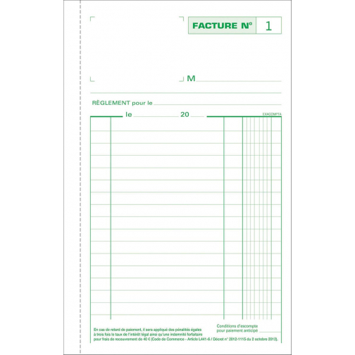 Exacompta factures, ft 21 x 13,5 cm, tripli, Français
