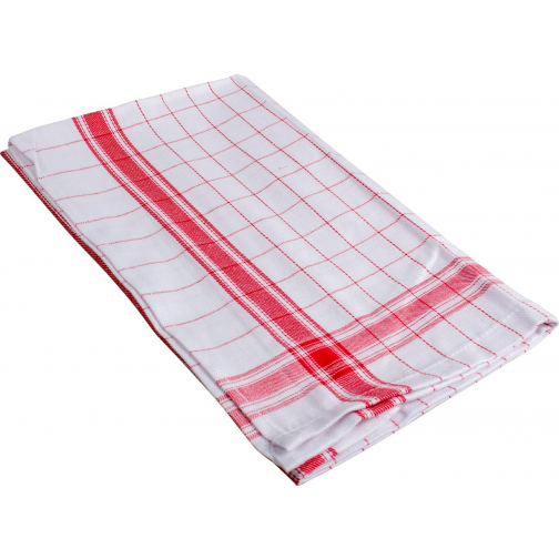 Essuie-mains Adalynne, ft 50 x 70 cm, quadrillé, rouge, paquet de 3 pièces