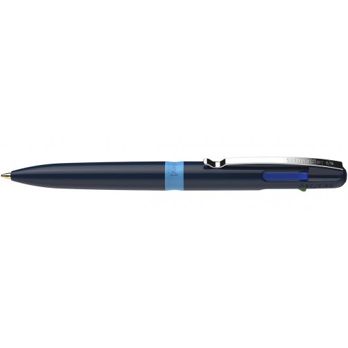 Schneider stylo bille 4 couleurs Take 4, pointe moyenne, bleu clair/bleu foncé