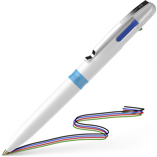 Schneider stylo bille 4 couleurs Take 4, pointe moyenne, bleu clair/blanc