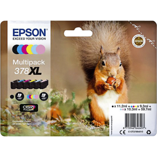 Cartouche d'encre Epson 378XL T3798 6 couleurs