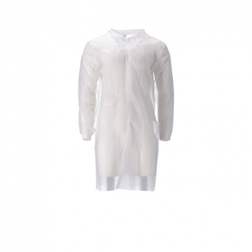 Bezoekersjas CMT XXL non-woven drukknopen 104cm lang PP wit