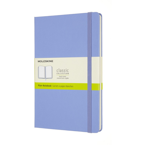 Carnet Moleskine large 130x210mm uni couverture rigide bleu hortensia
