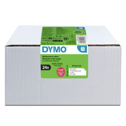 Etiquette Dymo LabelWriter multifonctionel 19x51mmm blanc 24 rouleaux à 500 pièces